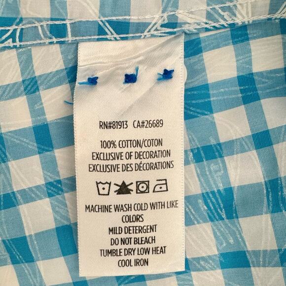 Robert Graham Gingham Short Sleeve Shirt Button-Down Cotton | Men's Size XL - Picture 11 of 12